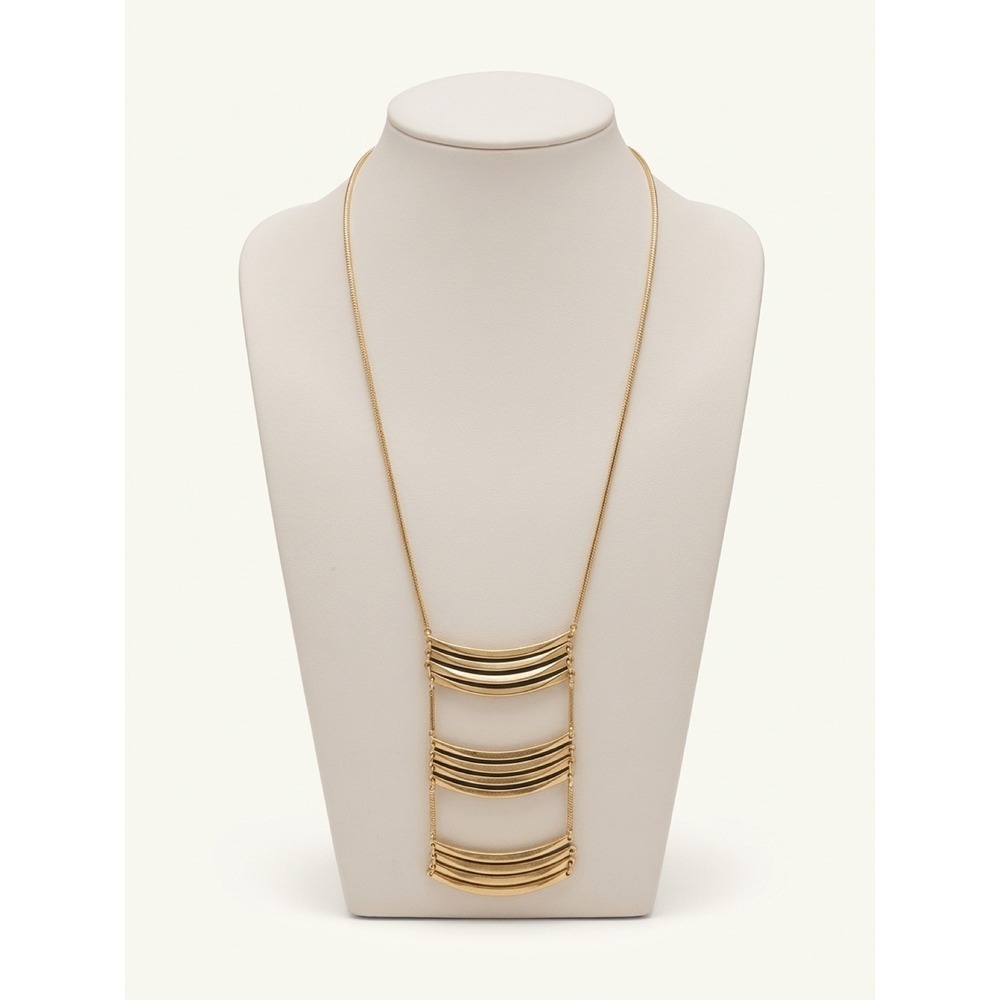 Madewell Gold Tone Geometric Tiered Ladder Pendant Necklace